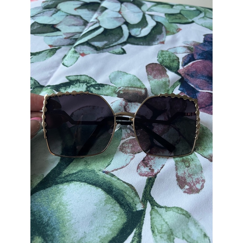 Modern Oversized 61mm Decorative Border Squared Frame Women’s Sunglasses
